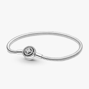 Pandora Moments Sparkling Halo Snake Chain Bracelet 7.5 in